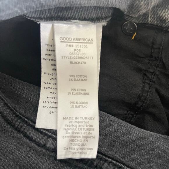 Good American Good Classic Raw Hem Jeans Washed Black - Size 8/29 - Picture 7 of 7